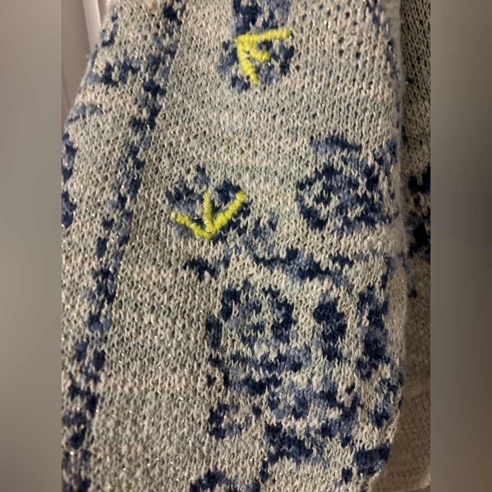 Anthropologie Blue and Green Patterned cardigan - Picture 6 of 7